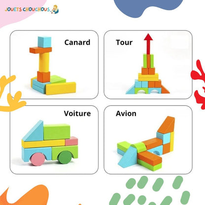 Blocs de Construction en Bois Montessori | BlokMaster™ - Jouets Chouchous