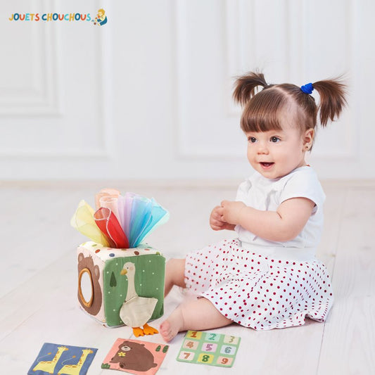 Jeu d'éveil Bebe | Boîte à Mouchoirs Montessori CurioBox™ - Jouets Chouchous