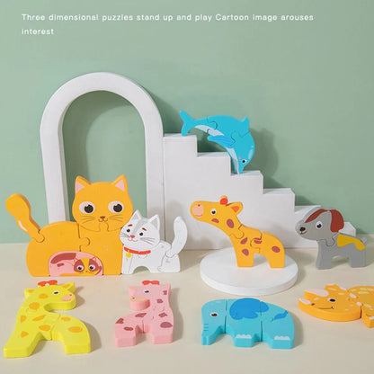 Puzzle 3D Bois Montessori | Animix™ - Jouets Chouchous